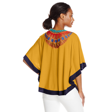 NY Collection Women's Elbow Length Scoop Neck Poncho with Crochet At Back