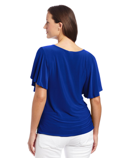 Star Vixen Women's Plus Size Flutter Sleeve Colorblock Top